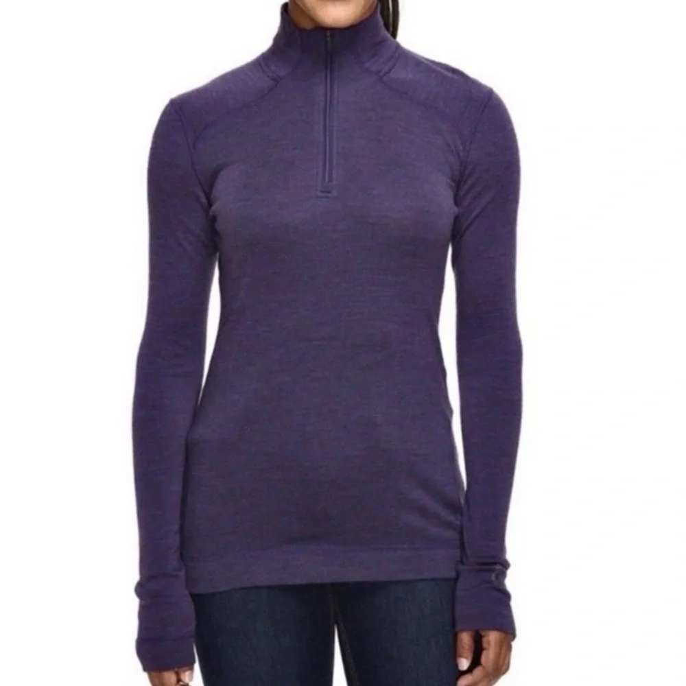 Smartwool Quarter Zip Pullover Womens 1X Purple Merino Wool Base Layer Top